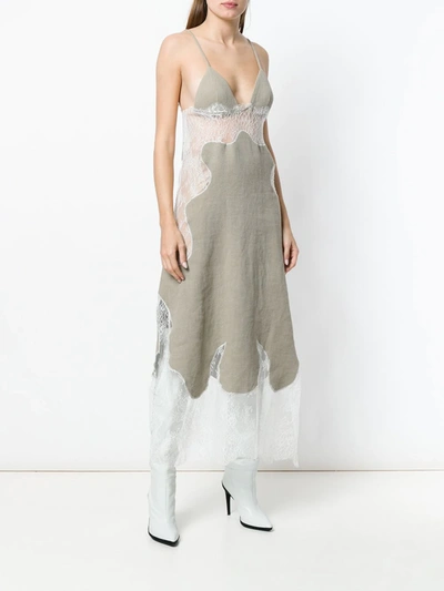 Shop Off-white Panelled Lace Slip Dress In Neutrals