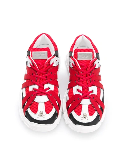 Shop Philipp Plein Logo Colour-block Sneakers In Red