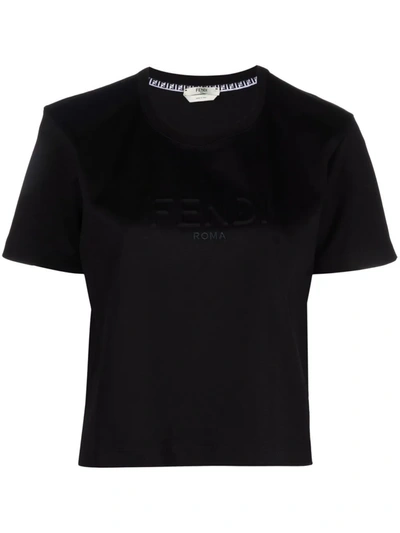 Shop Fendi Cropped Short-sleeve T-shirt In Schwarz