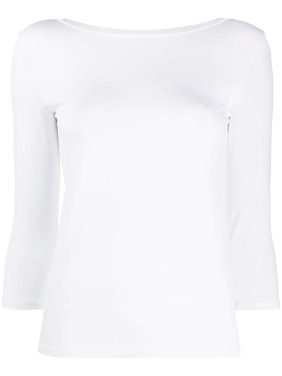 Shop Majestic V-back Fitted Top In White
