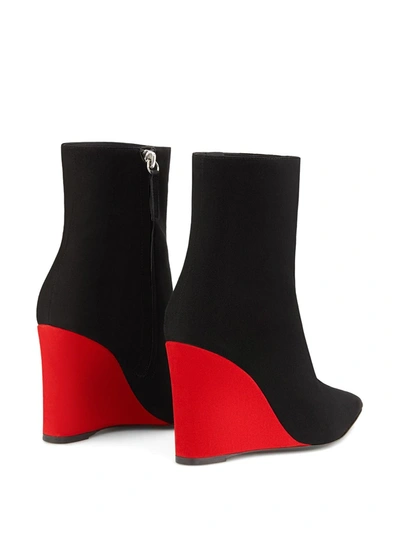 Giuseppe Zanotti Suede Pointy Toe Wedge Bootie In Black