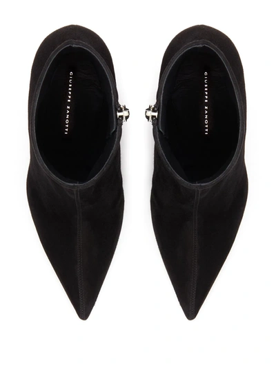 Giuseppe Zanotti Suede Pointy Toe Wedge Bootie In Black