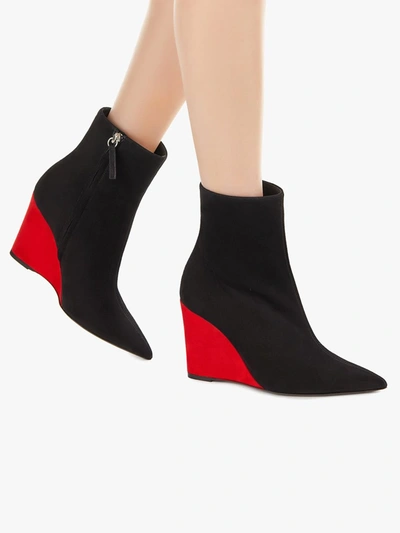 Giuseppe Zanotti Suede Pointy Toe Wedge Bootie In Black