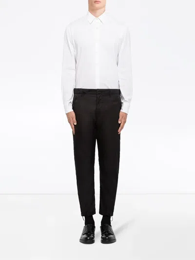 Prada Drawstring Hem Trousers Side Pockets In Black