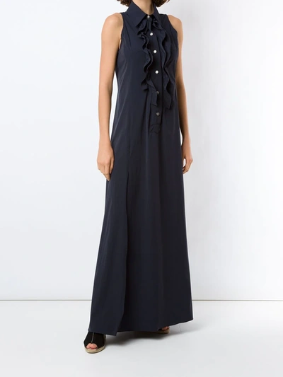 Amir Slama Ruffle-trim Maxi Dress In Blue