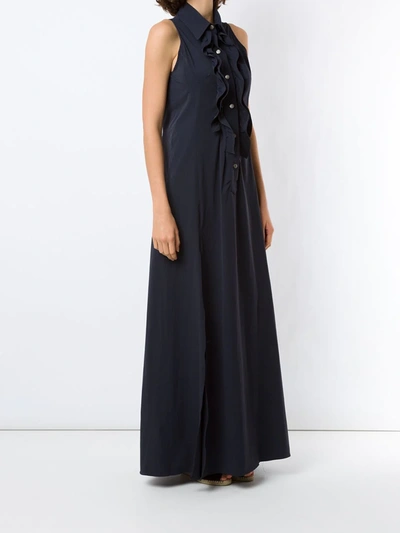 Amir Slama Ruffle-trim Maxi Dress In Blue