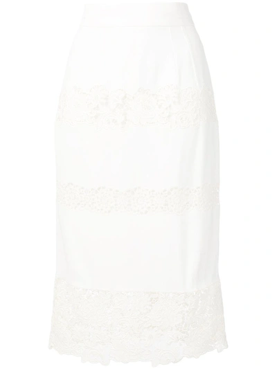 Shop Dolce & Gabbana Lace-trimmed Skirt In White