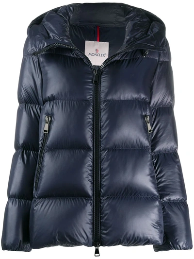 Moncler Womens Navy Seritte Hooded Shell-down Jacket Xs In Blue | ModeSens