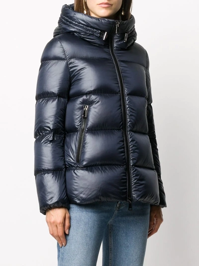 Moncler Womens Navy Seritte Hooded Shell-down Jacket Xs In Blue | ModeSens