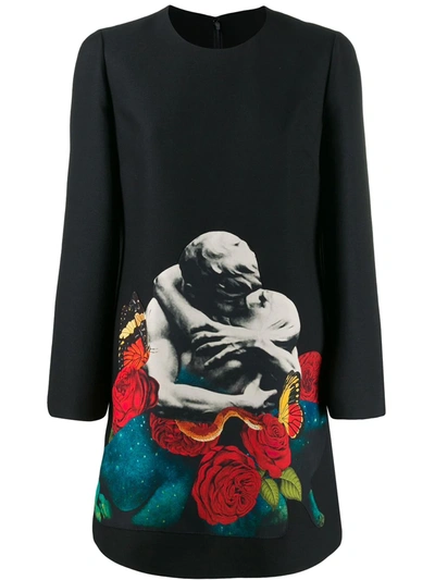 Shop Valentino X Undercover Lovers Print Dress In Black