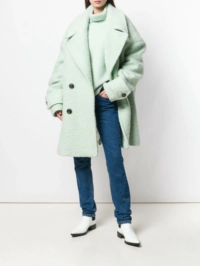 Shop Ami Alexandre Mattiussi Double-breasted Buttoned Peacoat In Green