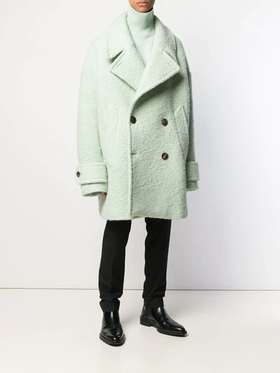 Shop Ami Alexandre Mattiussi Double-breasted Buttoned Peacoat In Green