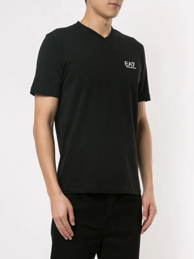 Shop Ea7 Embroidered T-shirt In Black