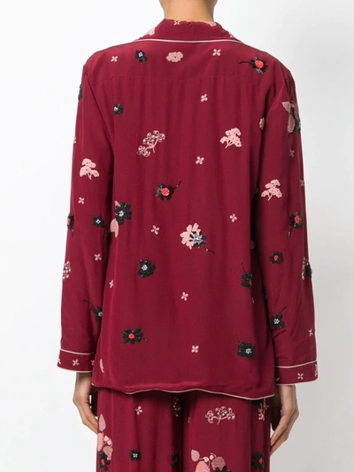 Shop Valentino Beaded Piped-trimmed Shirt In Red