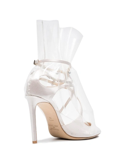 Shop Off-white C/o Jimmy Choo Claire 100 Satin Pumps In White