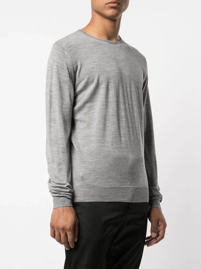 John Smedley Lundy Pullover Crew Neck Long Sleeve - Silver In Grey