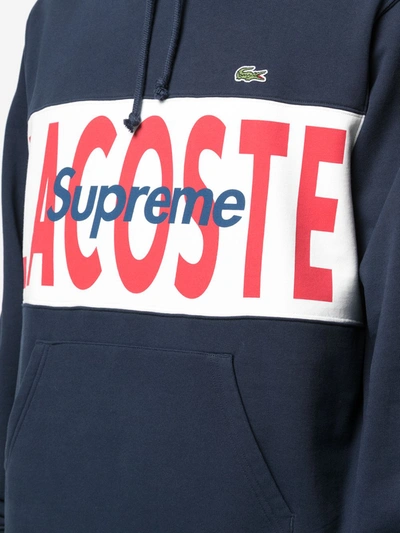 Supreme X Lacoste Logo Panel Hoodie In Blue | ModeSens