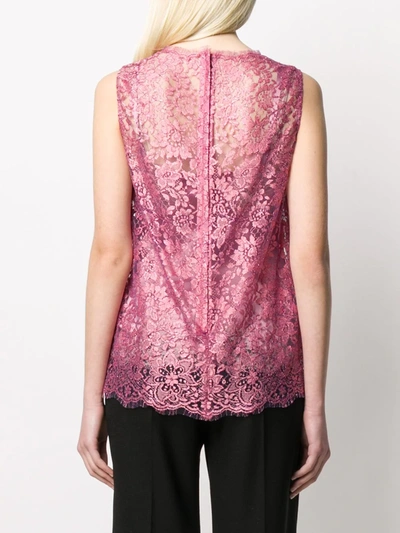 Shop Dolce & Gabbana Floral Lace Sleeveless Blouse In Pink