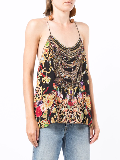 Camilla A Night In The 90s Mix-print Tank Top In Black | ModeSens