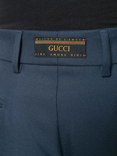 Shop Gucci Elasticated Cuff Tailored Trousers In Blue