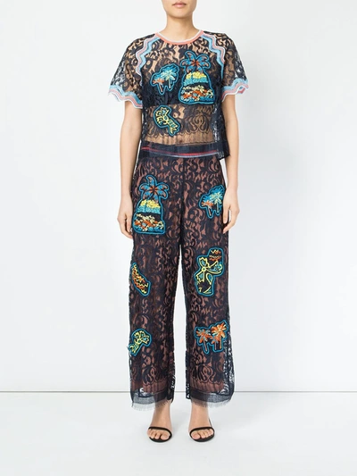 Shop Peter Pilotto Lace Patch Overlay Trousers In Black