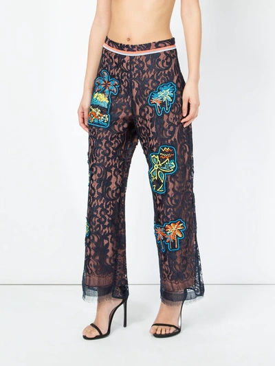 Shop Peter Pilotto Lace Patch Overlay Trousers In Black
