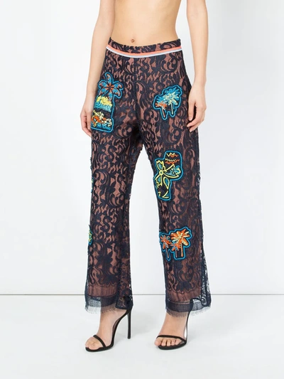 Peter Pilotto Lace Patch Overlay Trousers In Black