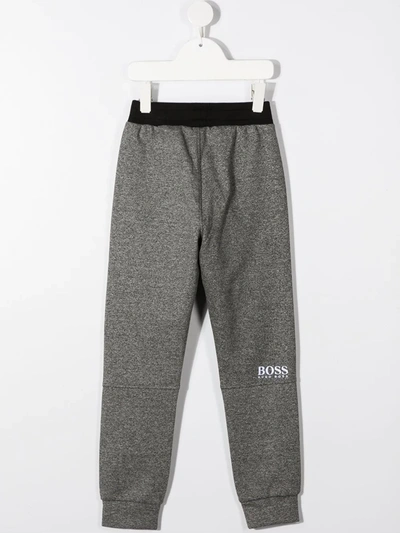Shop Hugo Boss Embroidered Logo Track Pants In Grey