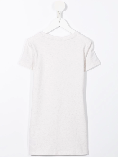 Shop Calvin Klein Logo-print T-shirt Dress In Neutrals
