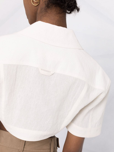 Shop Jacquemus Hemp-cotton Cropped Shirt In Neutrals