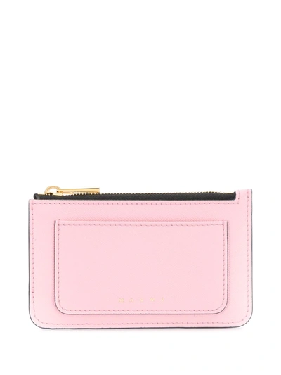 Shop Marni Top-zip Cardholder In Pink