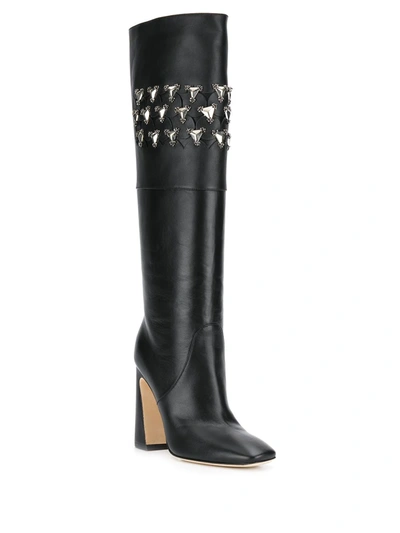 Shop Alberta Ferretti Crystal-embellished Boots In Black