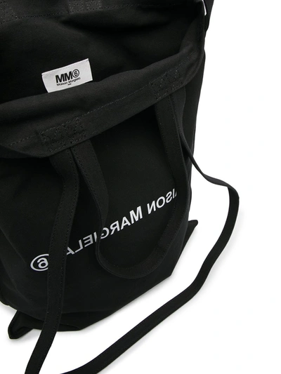 Shop Mm6 Maison Margiela Logo Print Tote Bag In Black