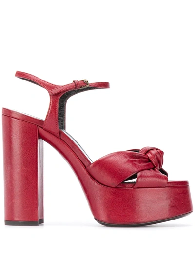 Shop Saint Laurent Bianca Knot-detail 125mm Sandals In Red