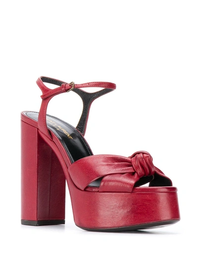 Shop Saint Laurent Bianca Knot-detail 125mm Sandals In Red