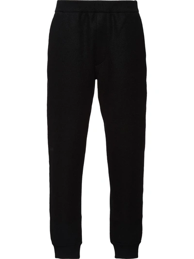 Shop Prada Knitted Track Pants In Black