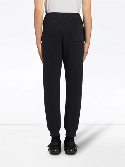 Shop Prada Knitted Track Pants In Black