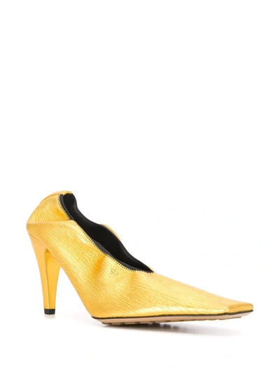 Shop Bottega Veneta Squared-toe High Heel Pumps In Gold