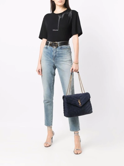 Shop Saint Laurent Medium Loulou Shoulder Bag In 蓝色