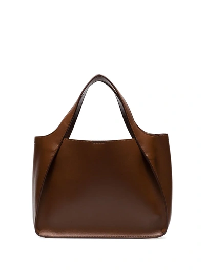 Shop Stella Mccartney Perforated Logo Tote In Brown