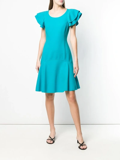 Shop Michael Kors Short Sleeved Dress In Blue