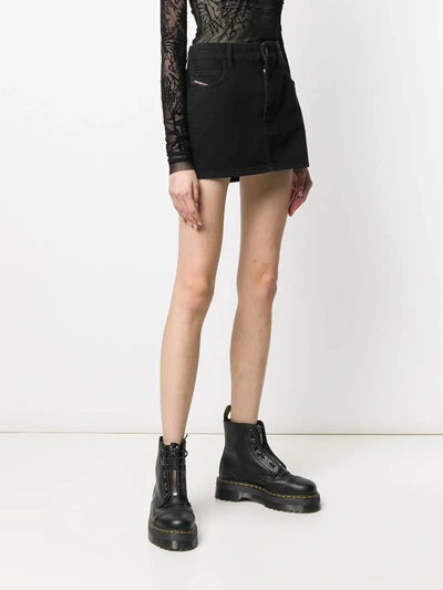 Shop Diesel Super Denim Mini Skirt In Black