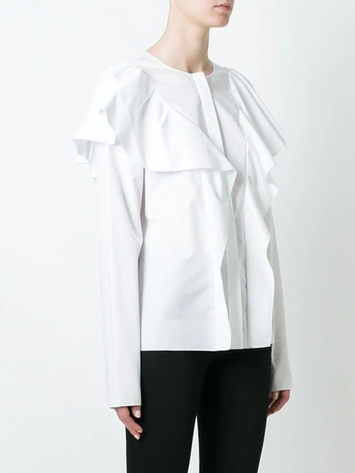 Shop Lanvin Long Sleeved Ruffle Blouse In White