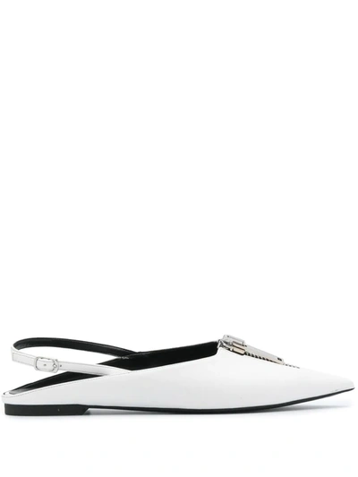Shop Stella Mccartney Slingback Pointed Miles With Zip Detail In White