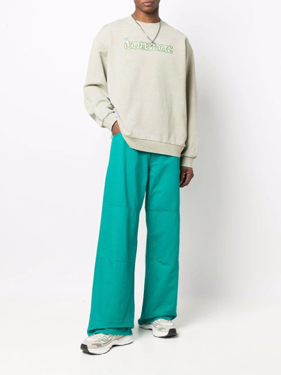 Mcq By Alexander Mcqueen Stonewashed Graphic-print Sweatshirt In Green