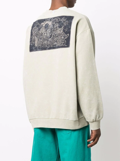 Shop Mcq By Alexander Mcqueen Stonewashed Graphic-print Sweatshirt In Green