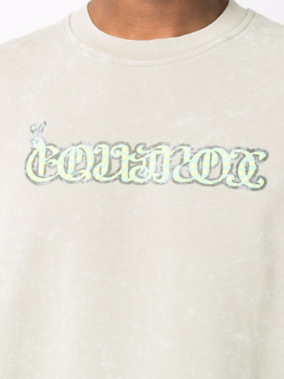 Mcq By Alexander Mcqueen Stonewashed Graphic-print Sweatshirt In Green