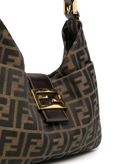 Pre-owned Fendi 1990s Zucca Pattern Shoulder Bag In Brown