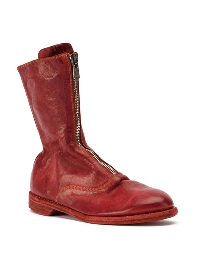 Guidi Zipped Ankle Boots In Red