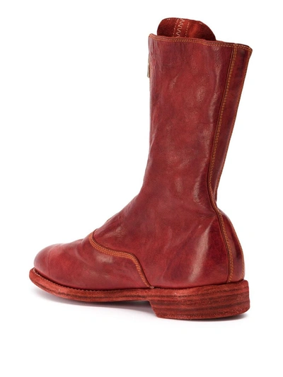 Guidi Zipped Ankle Boots In Red